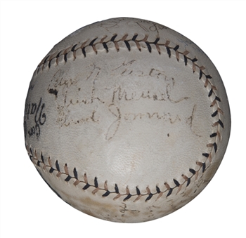 1922 World Series Champion New York Giants Team Signed ONL Heydler Baseball With 19 Signatures Including Stengel, Kelly & Ross Youngs- Possible World Series Game Used Ball (JSA)